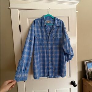 Duluth Trading Co Blue Plaid Shirt-XLT